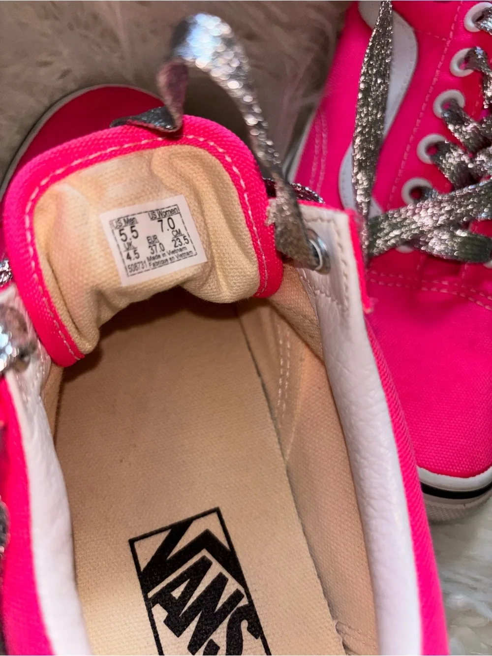 Vans Hot Pink Low-Top Sneakers with Silver Laces